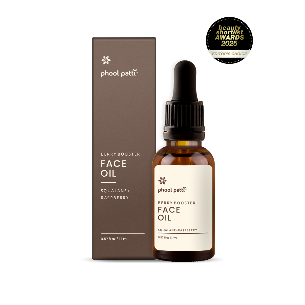 Phool Patti Berry Booster Face Oil – 2025 award-winning formula for hydration, glow & nourishment. Shop clean beauty in California with Phool Patti today!