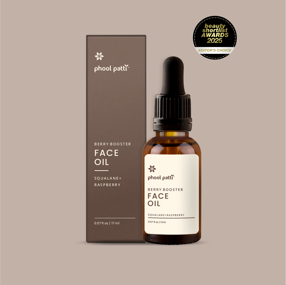 Phool Patti Berry Booster Face Oil – 2025 award-winning formula for hydration, glow & nourishment. Shop clean beauty in California with Phool Patti today!